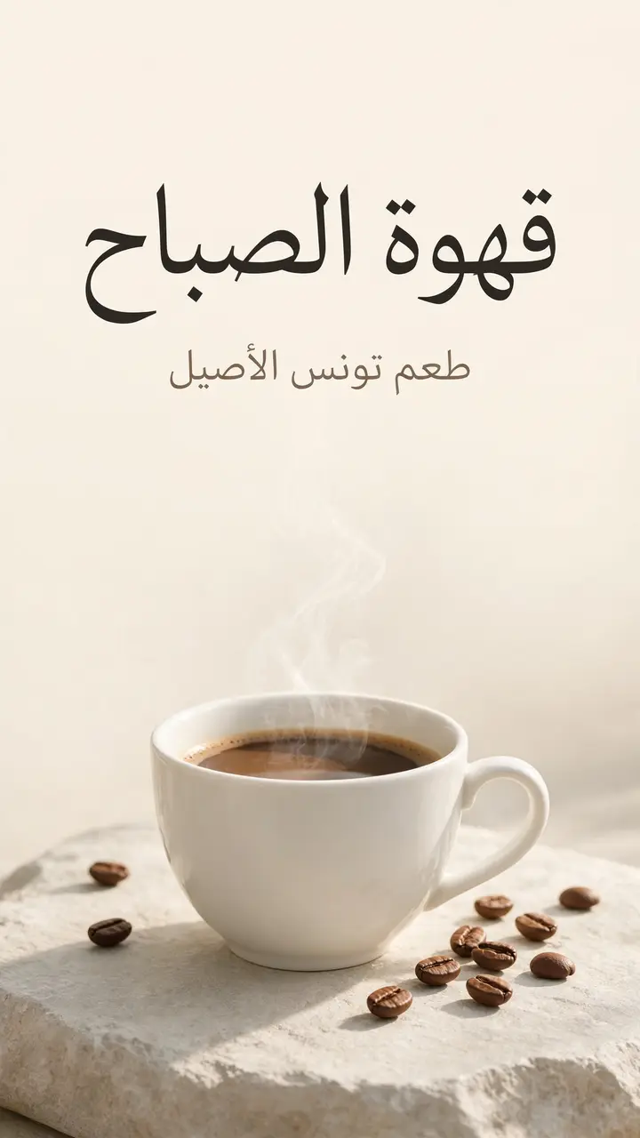 Affiche générée avec SWAI Image avec titre arabe « قهوة الصباح »